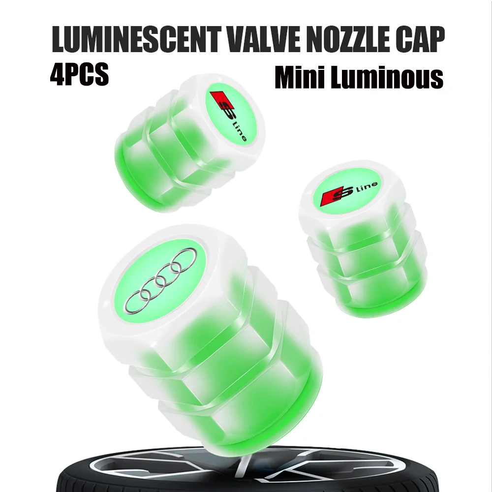 4 Pezzi Verde Fluorescente Tappi Per Valvole Per Pneumatici Per Auto Coperture Antipolvere Decorazione Accessori Auto Per Audi Q6 Q7 Q8 Tt Rs Sline Qu