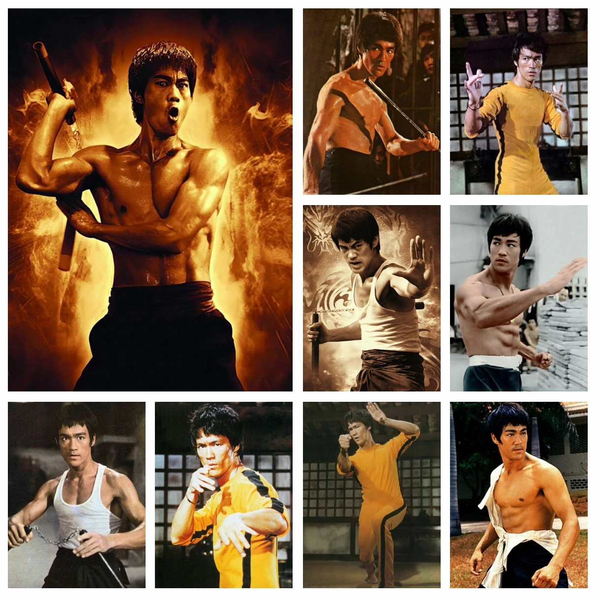 

DIY Bruce Lee Full Diamond Rhinestone Painting Chinese Kung Fu Star Cross Stitch Embroidered Picture Mosaic Craft Bedroom Decor