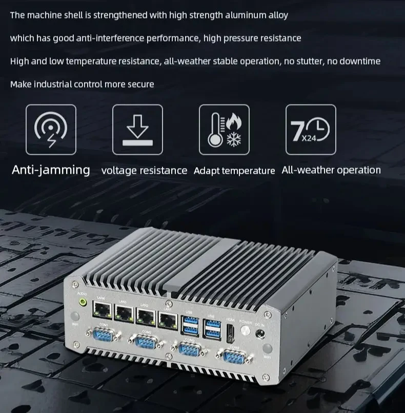 HelorPC-Mini Computador Fanless, PC Industrial, Intel Core i5, 8250U, Windows 10, DDR4, 32G, LVDS, GPIO, RS232, 4x Intel I211, Wi-Fi, 3G, 4G