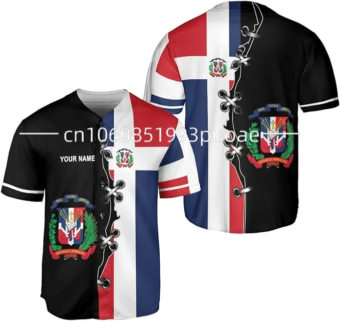 Summer New Customized Dominican Republic Baseball Jersey 3D Printed Men's and Women's Casual Fashion Street Baseball Shirt 2