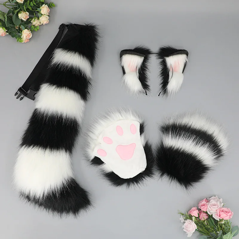 fox-tail-sexy-plush-cat's-ears-steamed-cat-ear-shaped-bread-head-with-tail-role-playing-toy-set