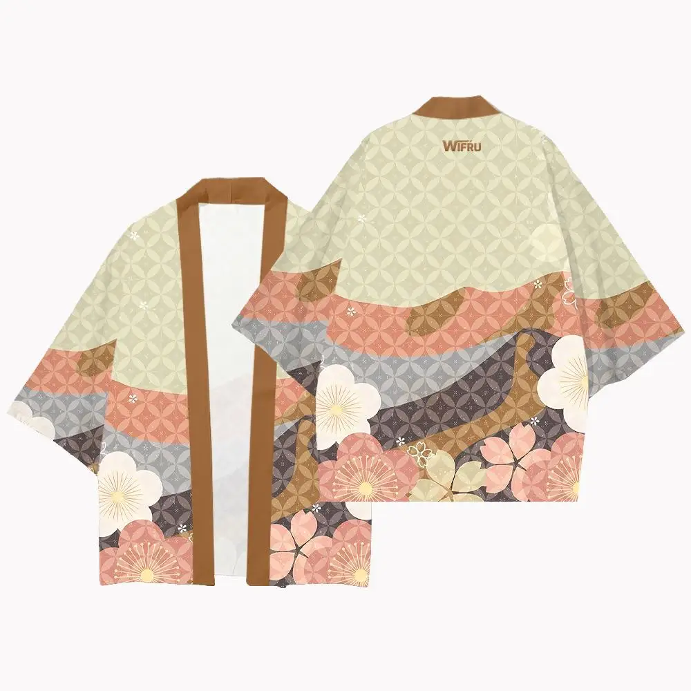 Japanischer Kimono-Cardigan mit Blumenmuster für Damen, Sommer-Street-Style, Harajuku Yukata, WIFRU Haori, lockerer, lässiger Cardigan-Oberteil – Detail 10