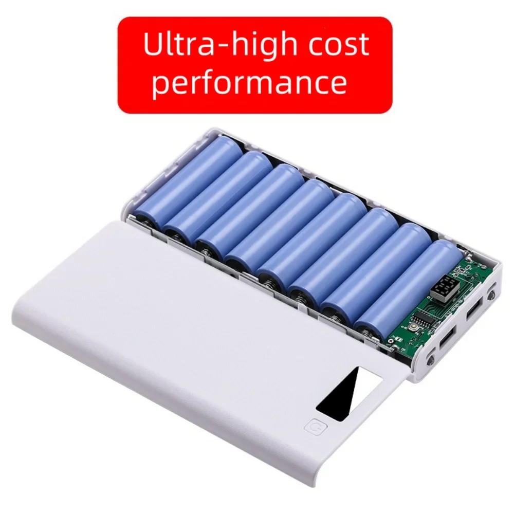 8×18650 배터리 충전기 박스 DIY 보조베터리 케이스(LED 디지털 디스플레이 포함) 고속 충전 USB 휴대용 배터리 보관 충전 박스