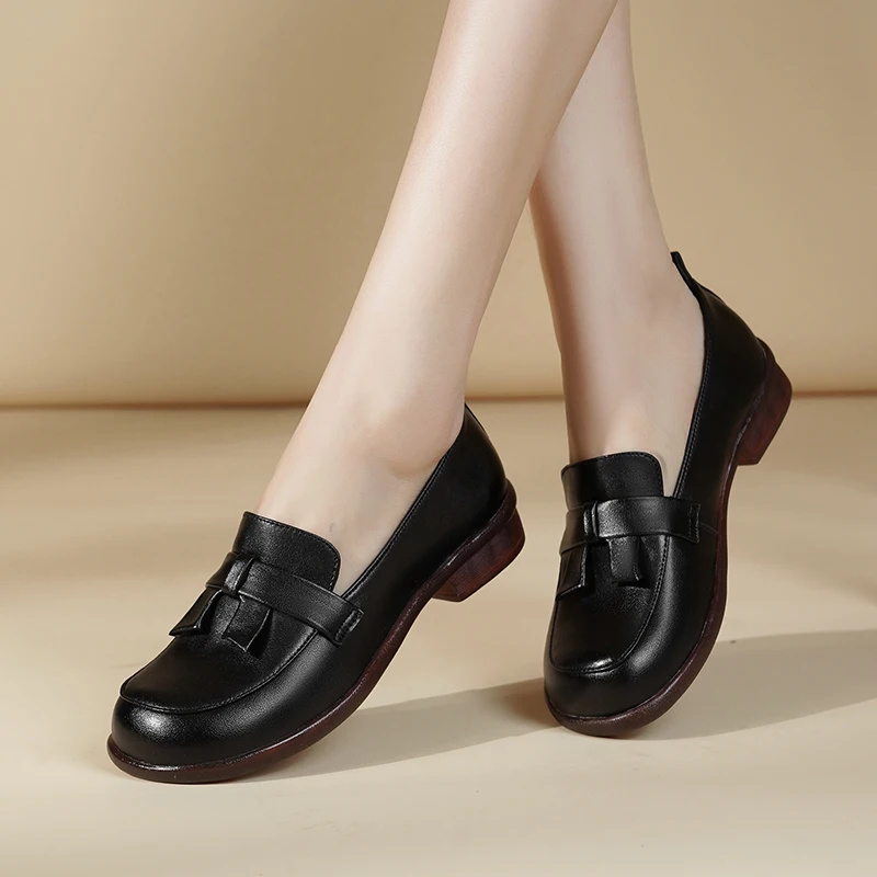 DIMANYU Bean Shoes Women British Wind 2024 Spring New Genuine Leather Women's Loafers Soft Sole Large Size Gommino Ladies