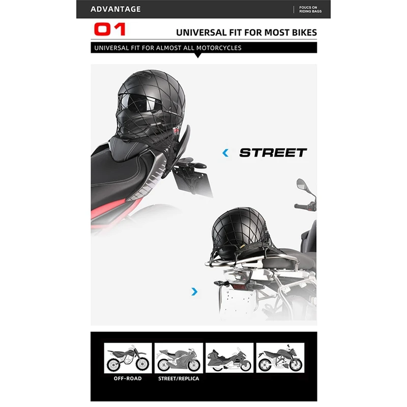 

Rhinowalk Motorcycle Helmet Holder Net 8 Hooks Motorbike Luggage Net Holder Mesh Storage Trunk Bags Accessories