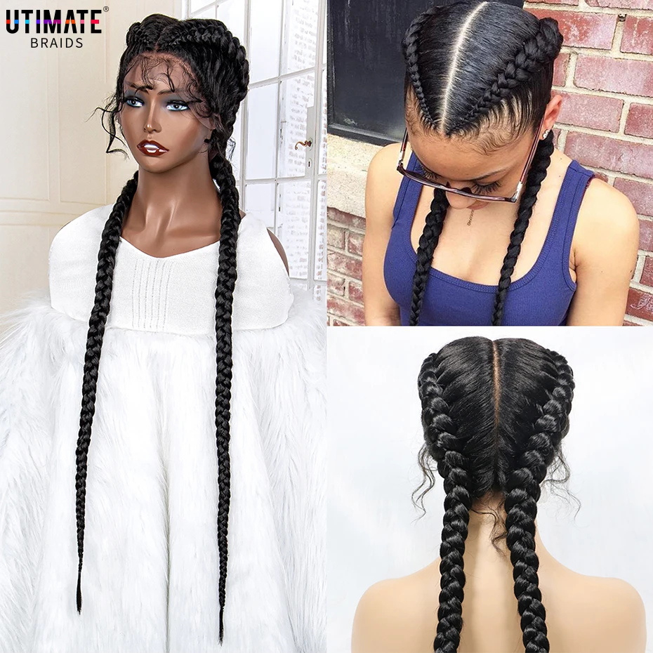 36 Inches Long Lace Front Synthetic Braided Wigs Lace Front Twins