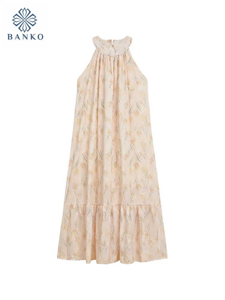 

Женское прямое платье с круглым вырезом, без рукавов, с цветочным принтом