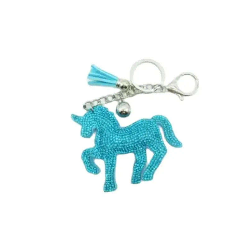 

50pcs/lot fashionkorean style woman unicorn keychain leather rhinestone unicorn key ring