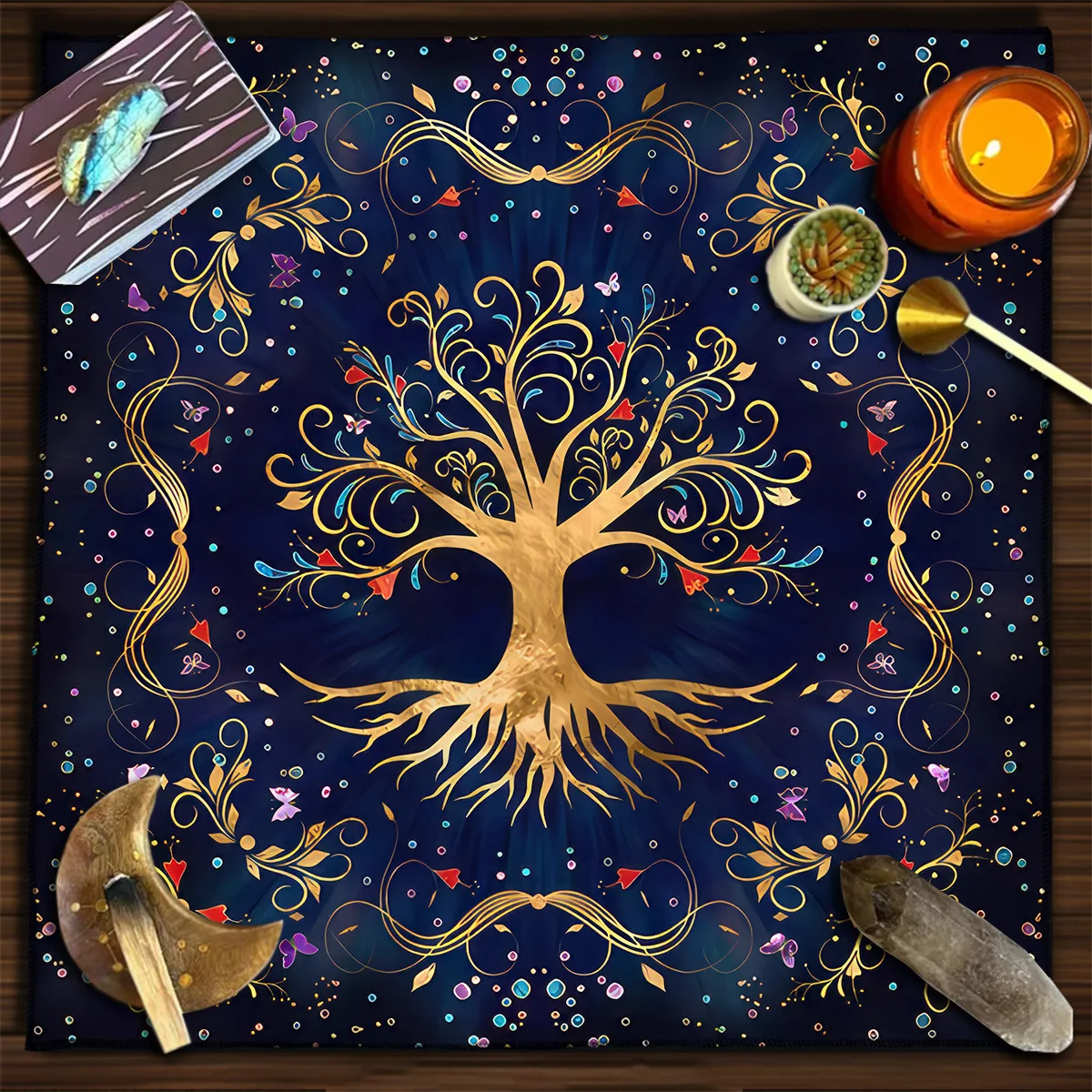 Green Tree of Life Tarot Card Tablecloth