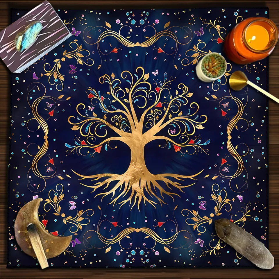 Green Tree of Life Tarot Card Tablecloth