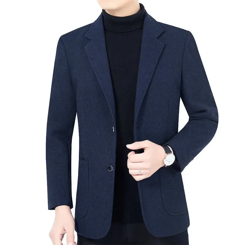 Men Suit Jackets Autumn Business Solid Color Wool Blends Slim 3XL