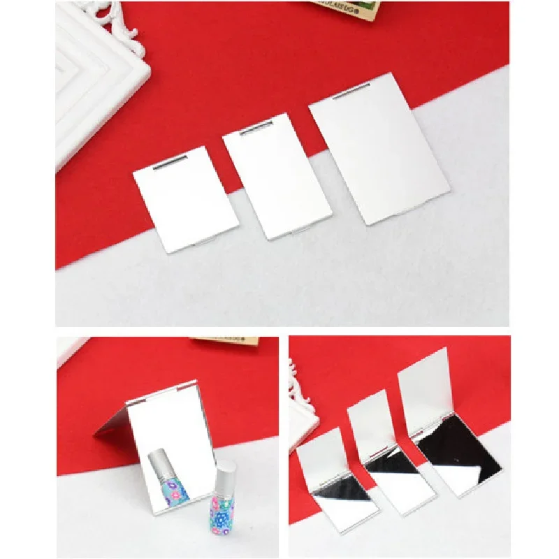 Aluminum Folding Mirror Mini Compact Pocket Makeup Mirror Hand Standing Portable Looking Glass Vanity Foldable Cosmetics Tools