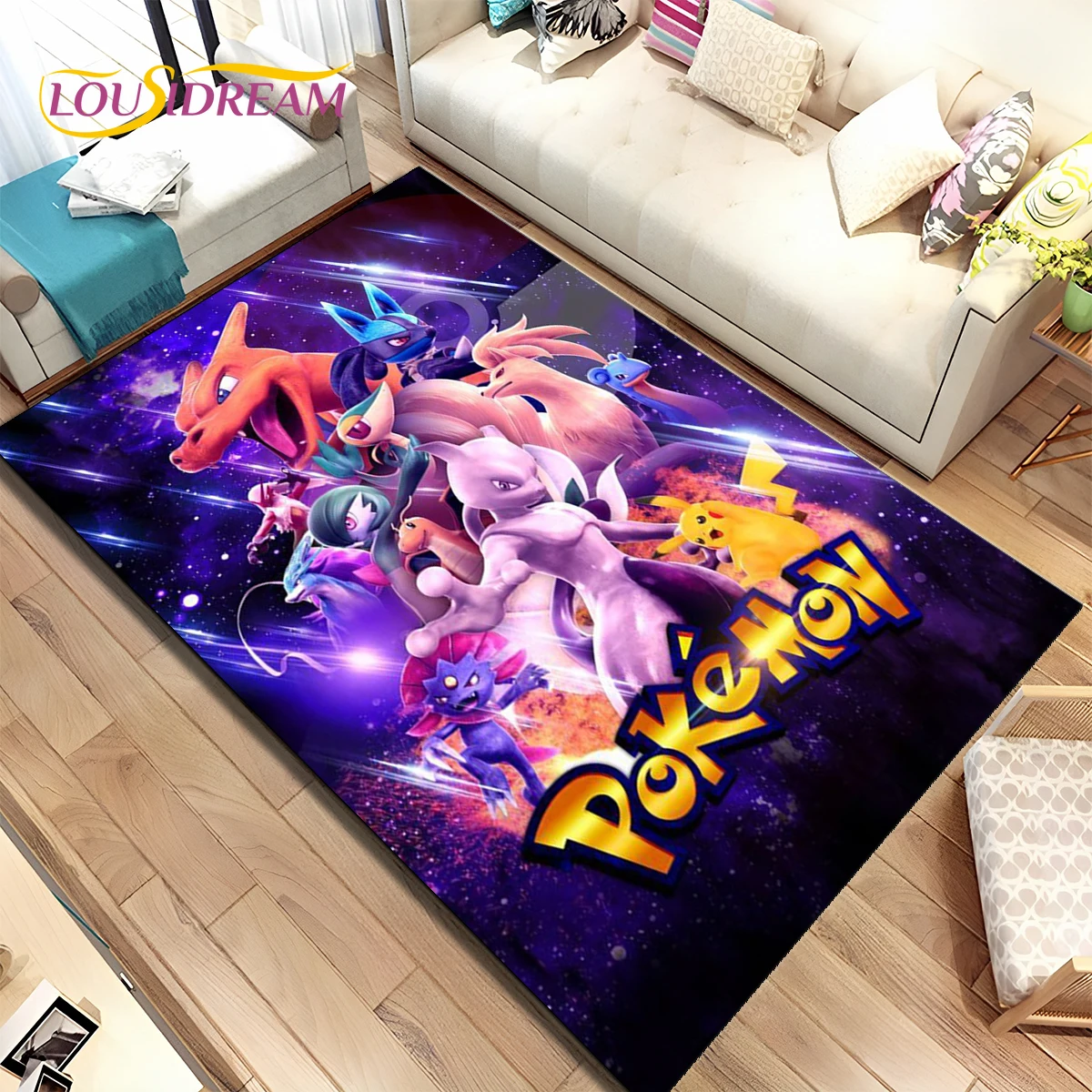 HD Cute Pikachu Cartoon Pokemon 3D Rug Carpet Living Room Bedroom Home Decor Non-slip Decoration Sofa Doormat Gift Kids