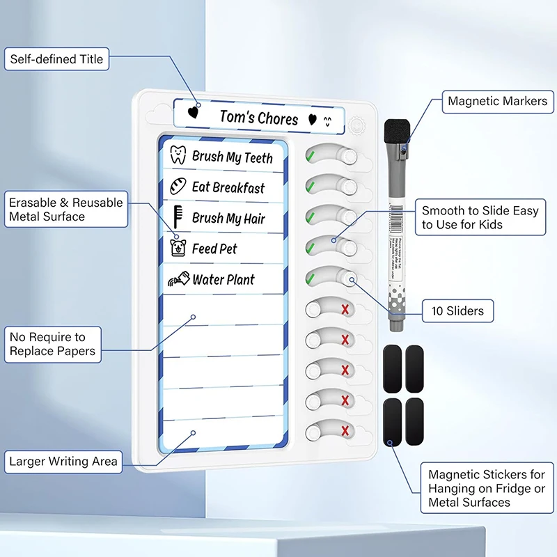 

Reusable My Chores Checklist Daily Planner Memo Plastic Board Chore Chart Responsibility Behavior For Kid Self-discipline Card