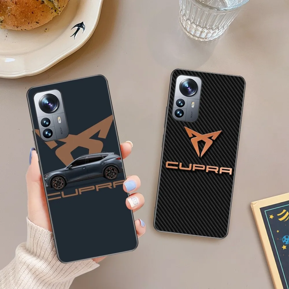 Car Cupra Logo  Phone Case For Xiaomi 13 12 11 Redmi Note12 Poco F5 F4 Series Soft Black Phone Cover