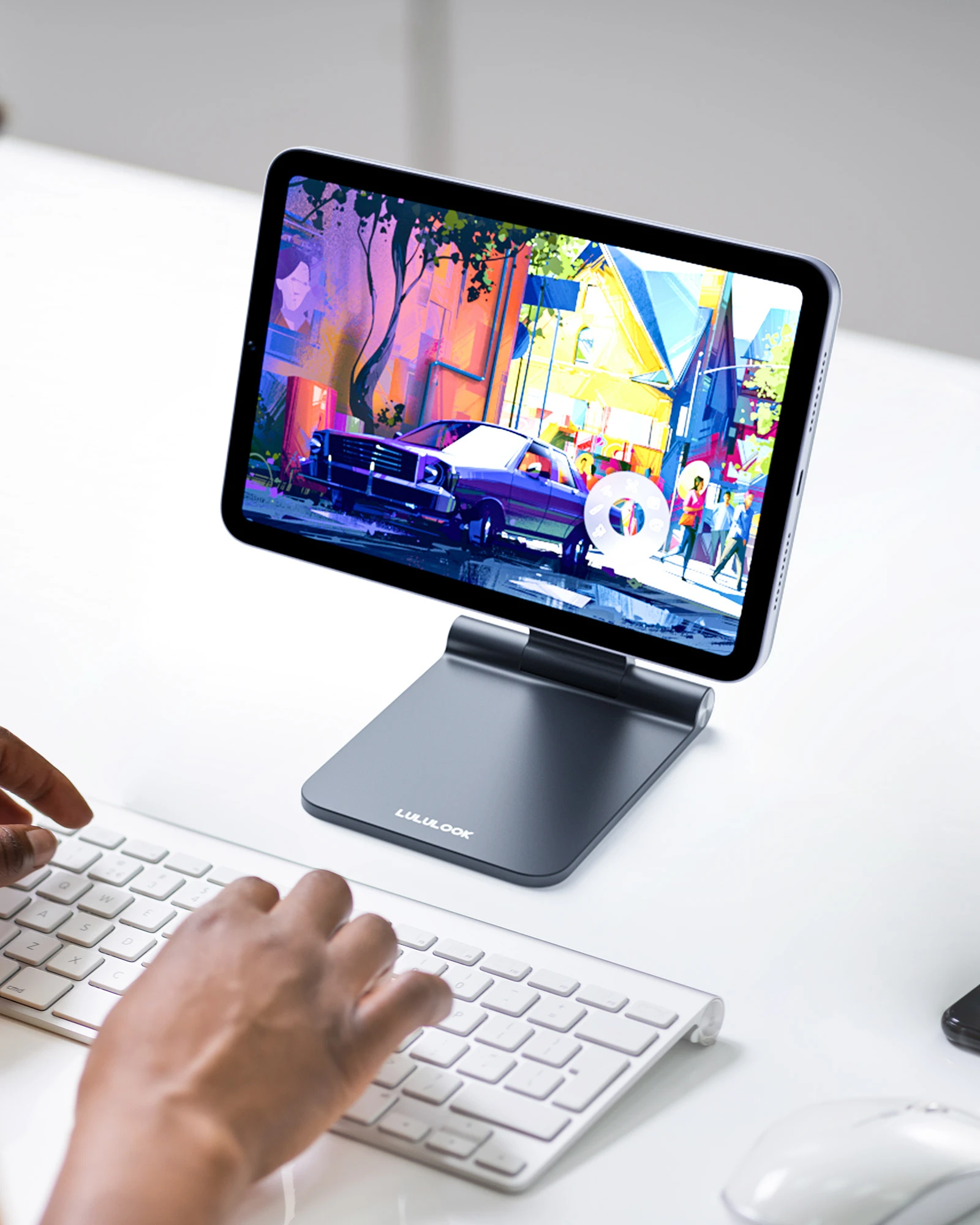 Lululook-suporte Magnético Dobrável para Ipad Mini Suporte de Mesa Ajustável Alumínio Rotativo Flutuante Maçã - Imagem 5