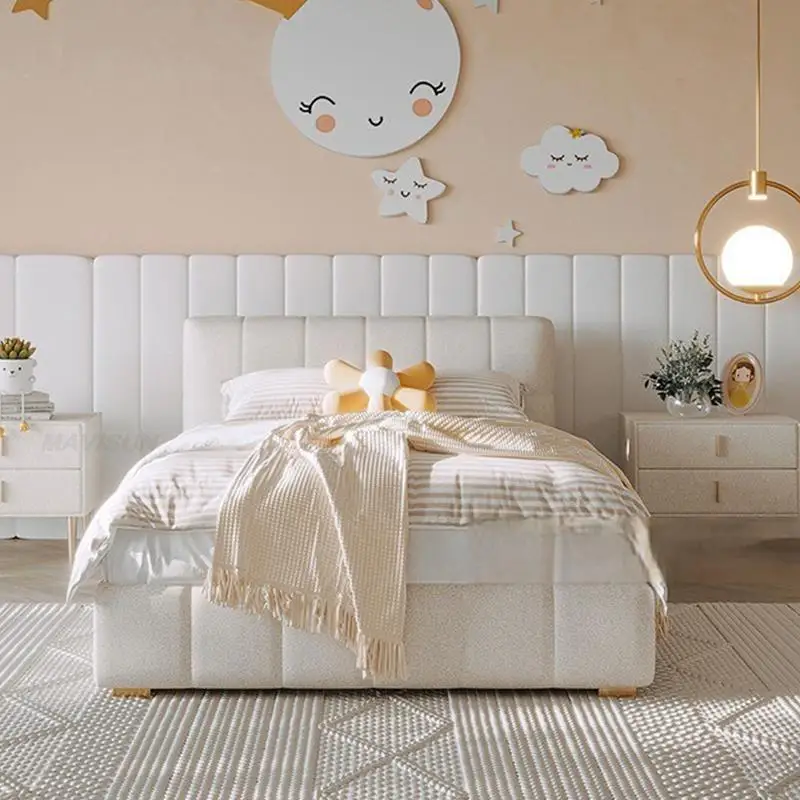 

Modern Fashion Popular Children Beds White Leather Bedroom Children Beds Luxury Minimalist Camas Dormitorio Home Furniture