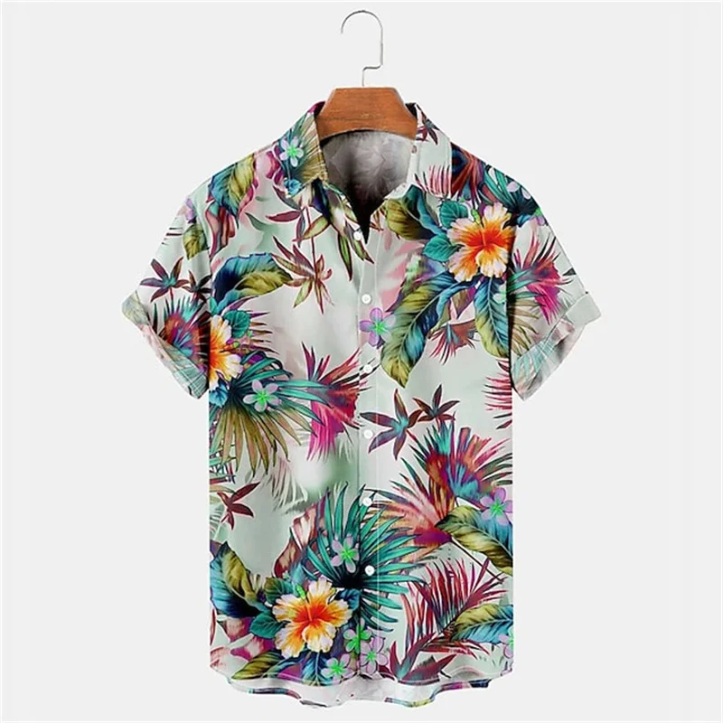 

Hawaiian 3D patterned shirt for men, breathable and fashionable summer clothing, beach vacation men's short sleeved casual wear