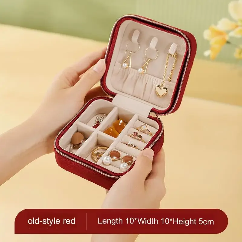 Girl's Velvet Jewelry Storage Box, Double Jewelry Storage, Travel Portable Jewelry Box