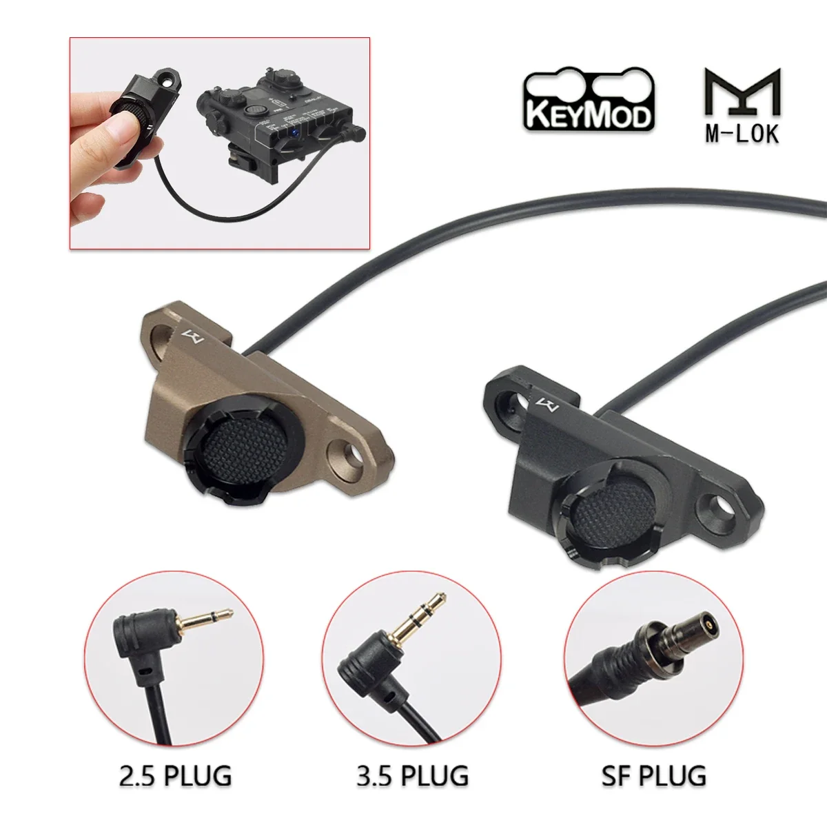 

M-Lok Keymod Single Button Pressure Remote Switch SF PlugFor M300 M600 Flashlight 2.5/3.5 Plug For DBAL A2 D2 PEQ15 Laser Sight