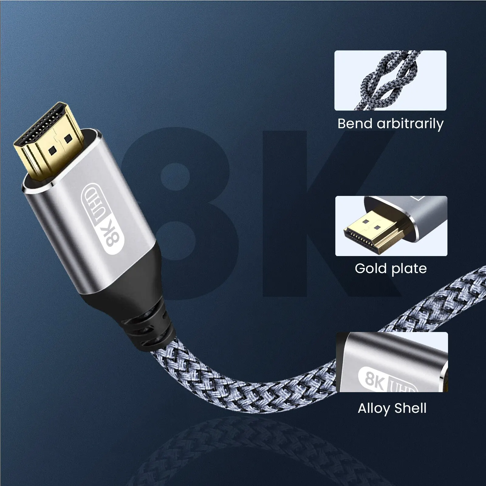 NIERBO HDMI 2.1 Cable HDMI Cord 8K 60Hz 4K 120Hz 48Gbps EARC ARC HDCP Ultra High Speed HDR for HD TV Laptop Projector PS4 PS5 Best Sellers In Consumer Electronics