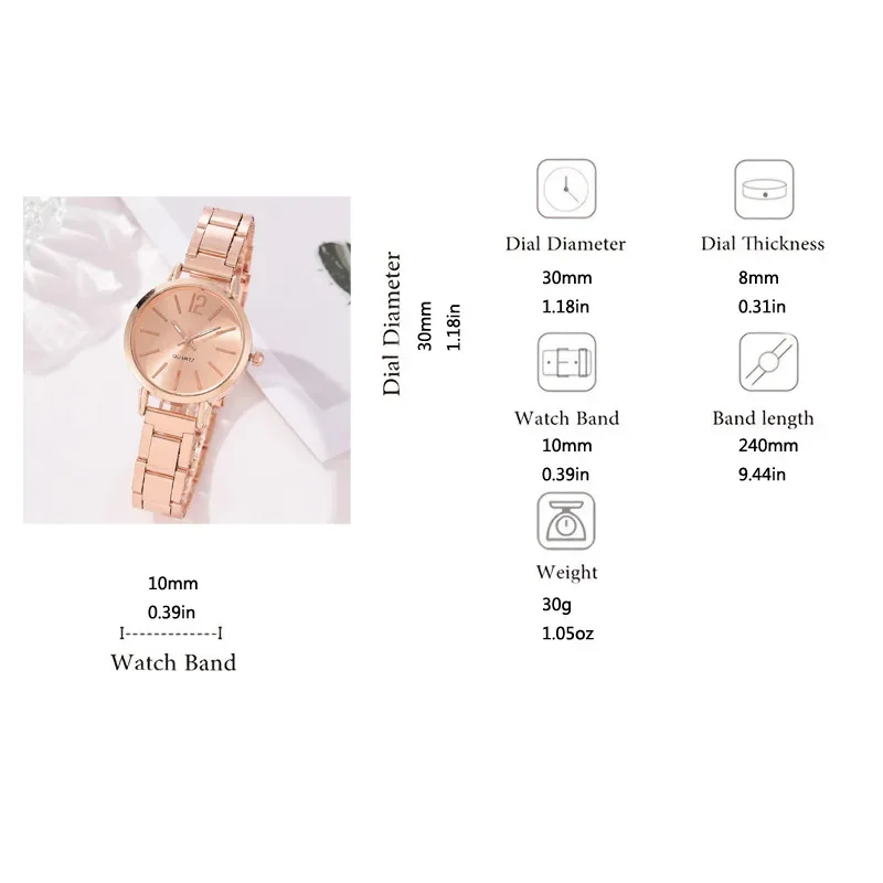 Ladies Fashion Simple Digital Alloy with Quartz Watch Bracelet 2pcs Set Luxury Women Simple Dial Ladies Watches 6