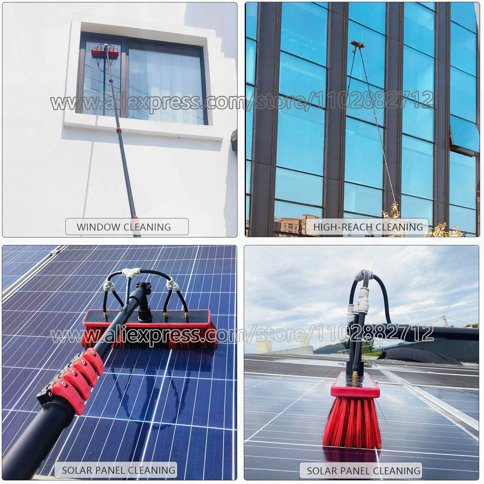 30 FT Water Fed Pole System High Window Cleaning Brush Kit with 9 M  Extendable for Solar Panel Washing Equipment Reach Tool - AliExpress