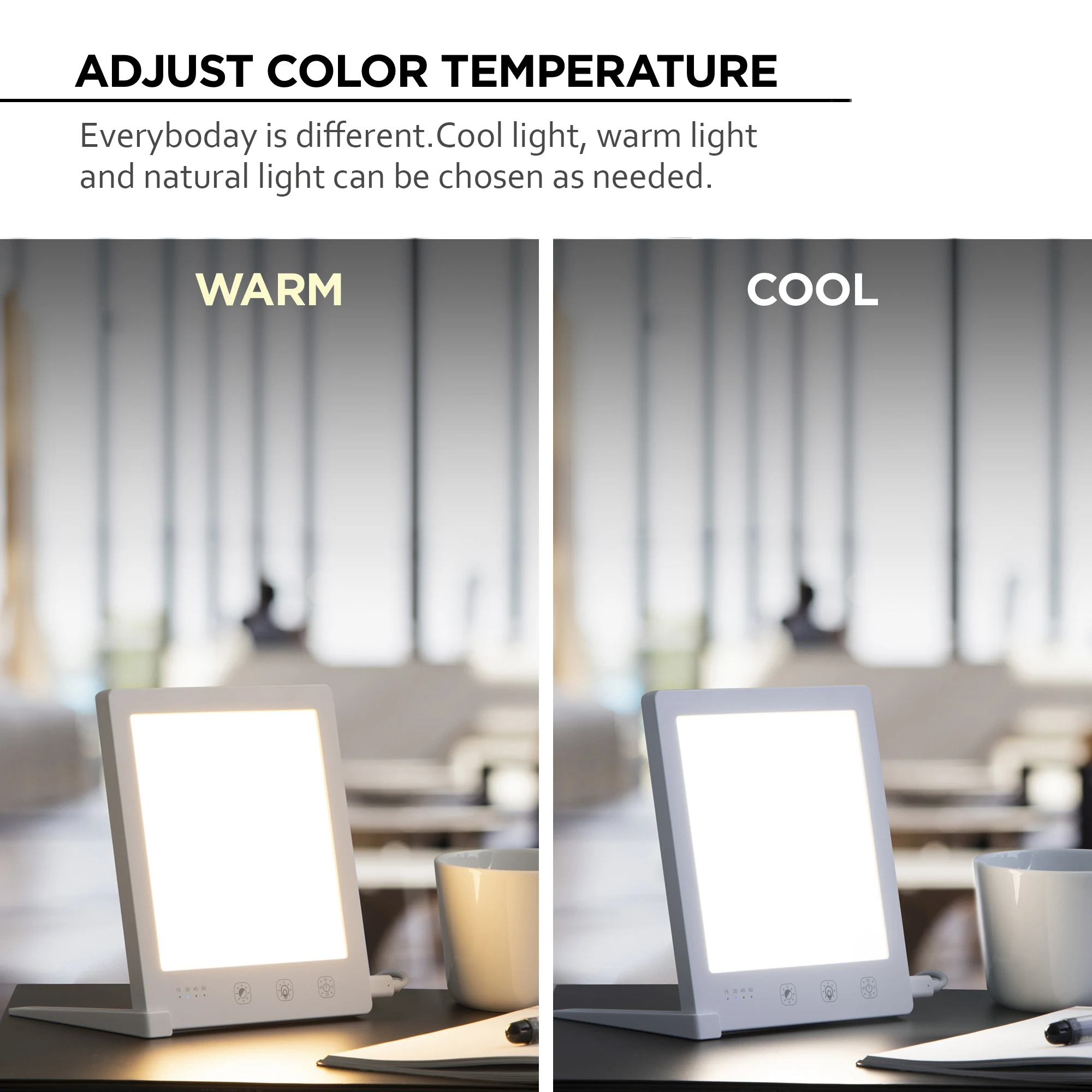 Uv-free SAD lamp, full-spectrum fluorescent lamp, timed night light, suitable for home/office, seasonal winter reflective lamp