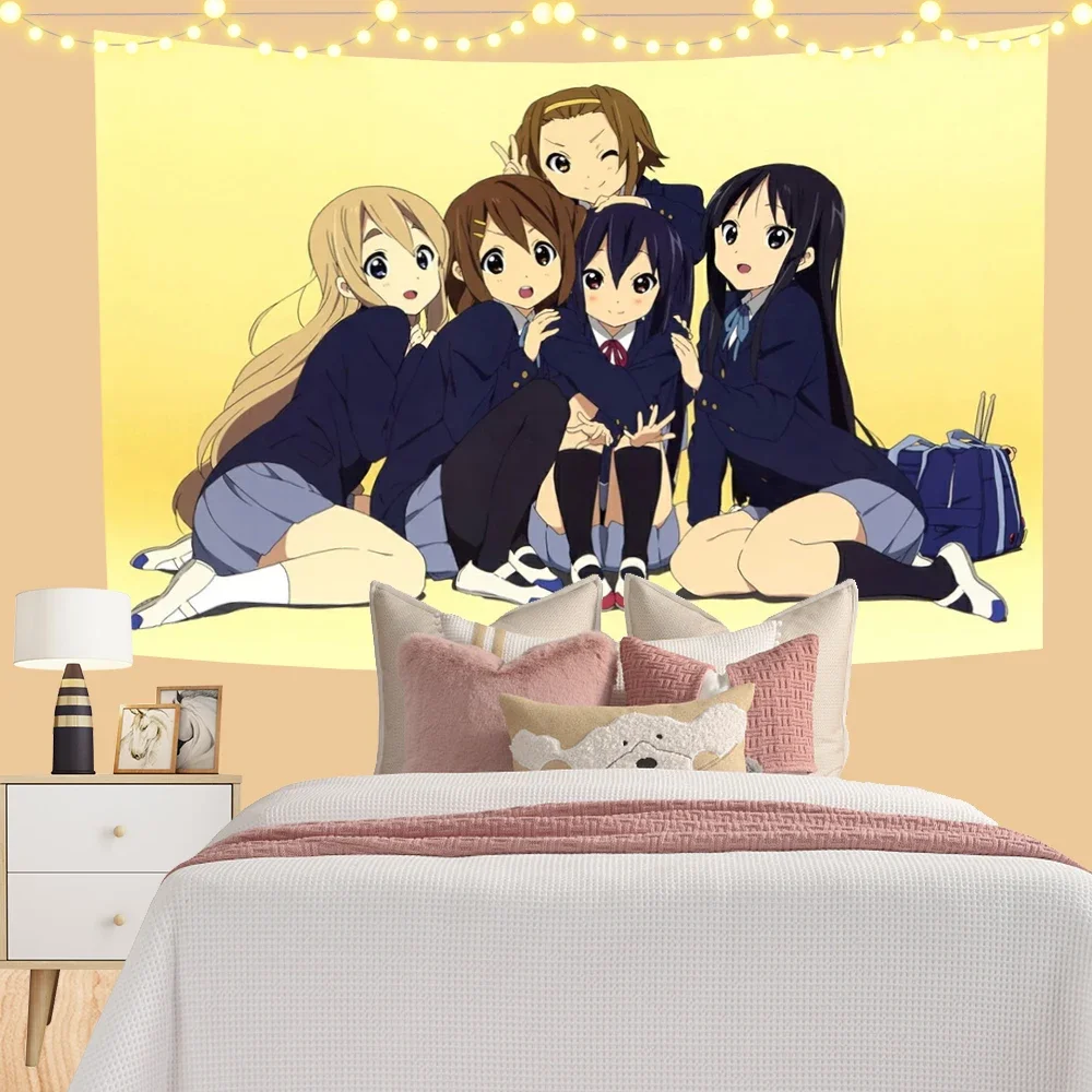 Anime Wall Hanging Tapestry Japan Kawaii K-ON! Room Decor Aesthetic Decorative Cartoon Photo Background Cloth Table