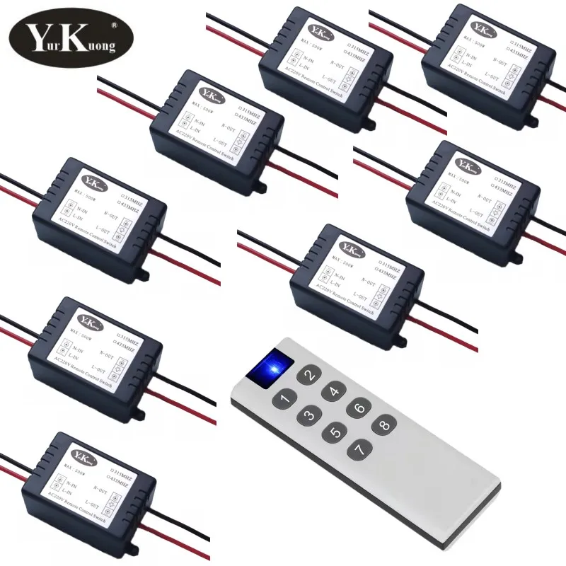 

AC 220V 8 CH Remote Control Switch ON OFF For Hall Bedroom Lights Lamp ON OFF Smart Home LED light strip RX TX ASK 315 433