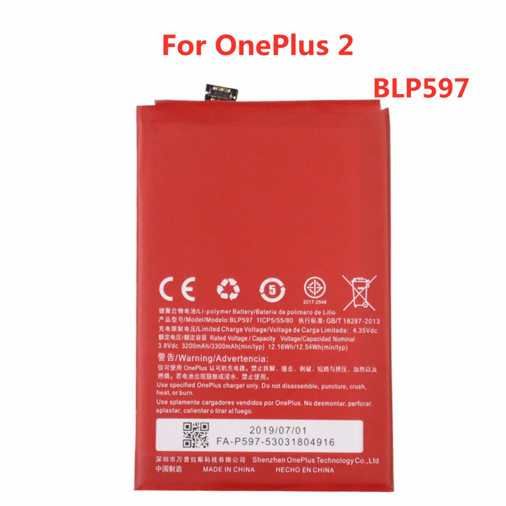 

BLP597 Original Phone Battery 3300mAh For OnePlus 2 A2001 High Quality Replacement Batteries
