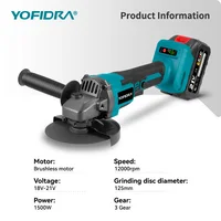 Meuleuse d'angle électrique sans fil YOFIDRA 125 mm, 3 vitesses variables, pour le travail du bois et la découpe, compatible avec les batteries Makita. 5