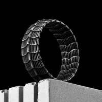 Retro Dragon Scale Men Rings Stainless Steel Gothic Punk Rock Women Jewelry Fashion Accessories Stranger Things Gift Wholesale