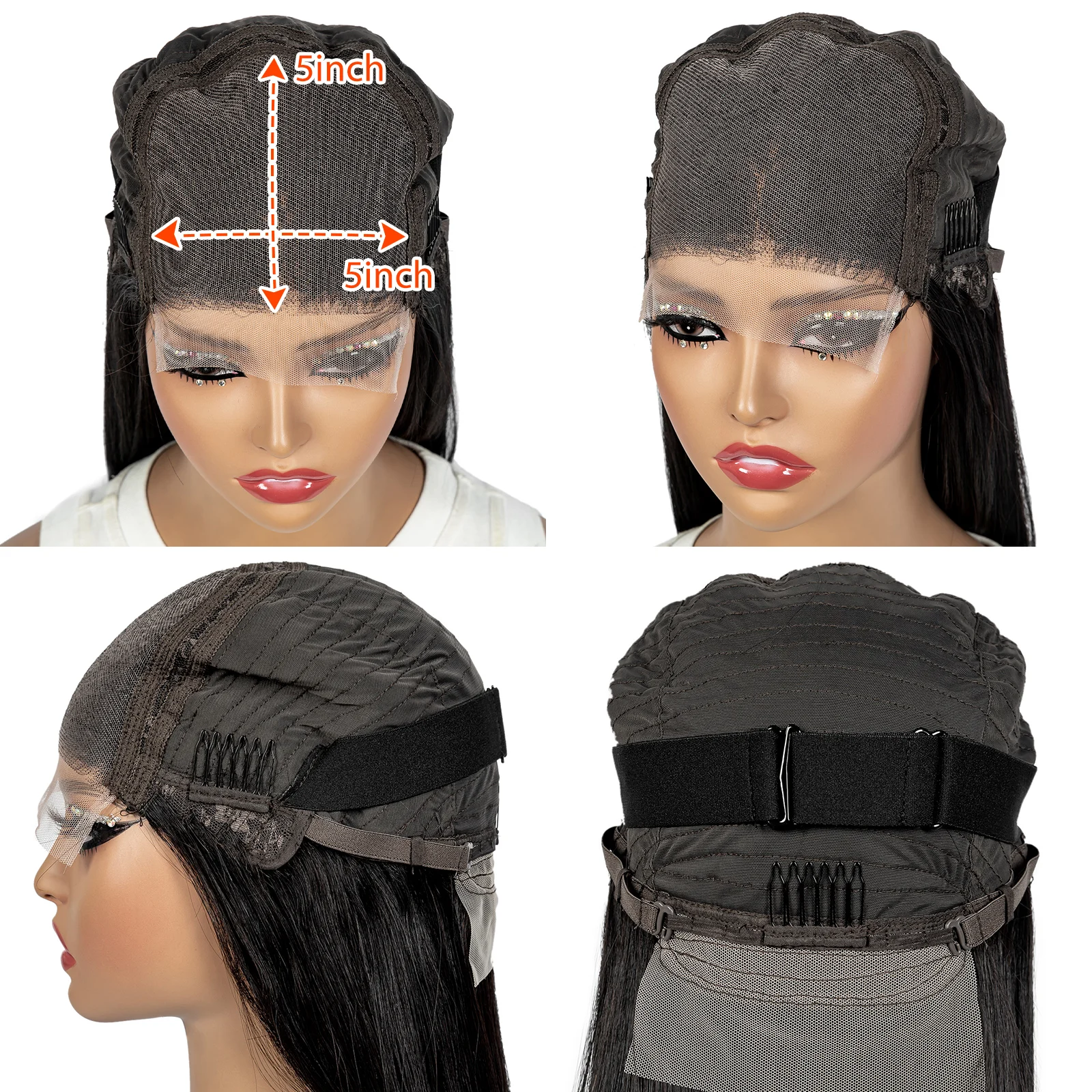 300 Density 5x5 Transparent Lace Closure Double Drawn Straight Vietnamese Human Hair Wig for Black Women Straight Human Hair Wig