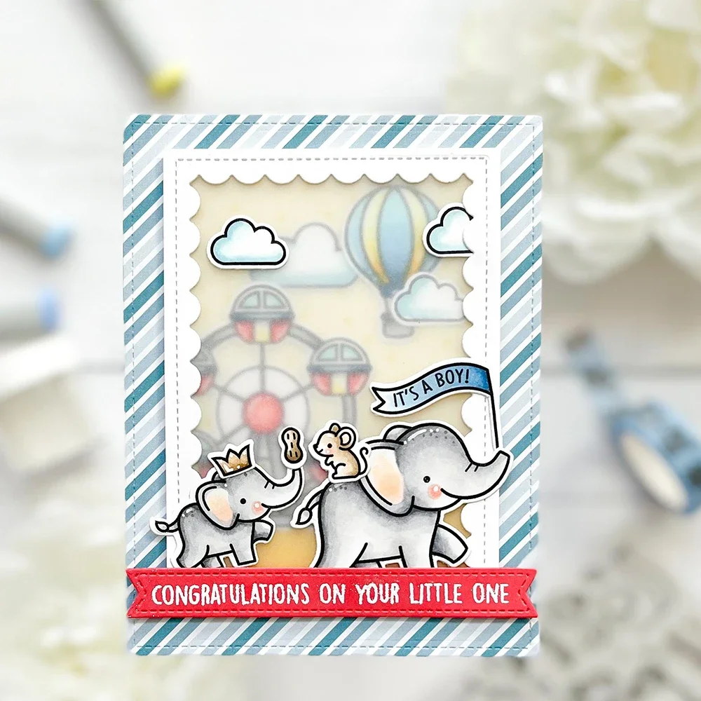 Sew Very Mice Clear Stamps and Dies Elephant Parade Eggstraordinary Easter Stamps Set for DIY Scrapbooking Album Decoration Card