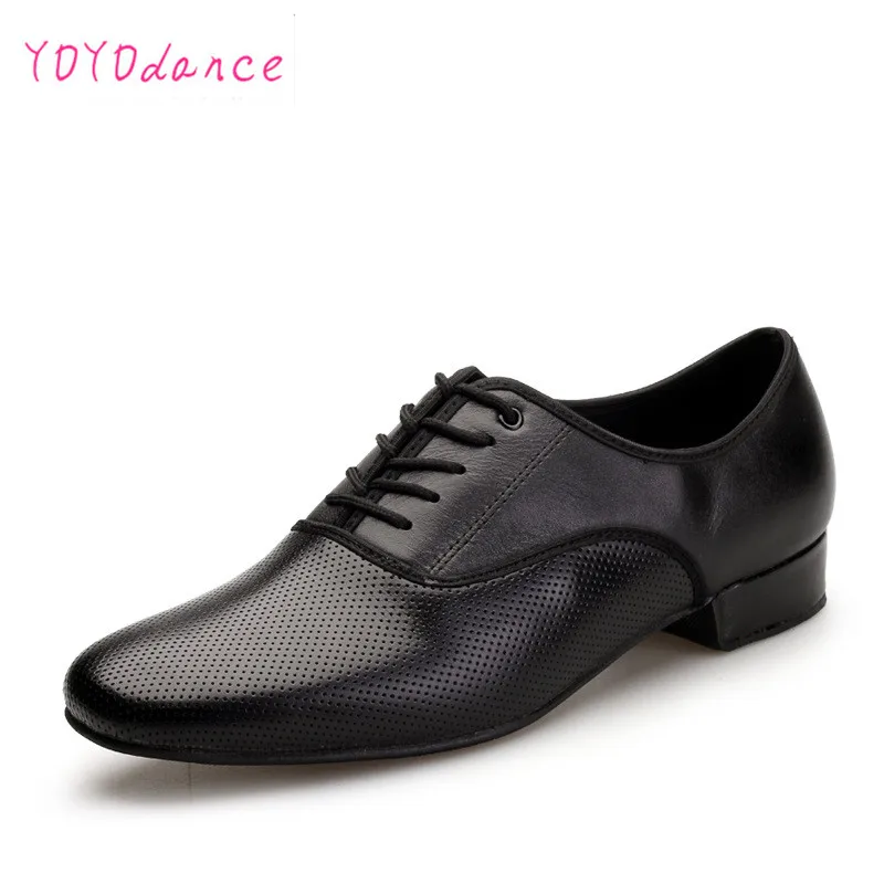 Dance shoes Leather Dance Shoes Men Sneakers Black Latin Ballroom Shoes Flat Heel Dance for Men Heel Plug Size Ballroom