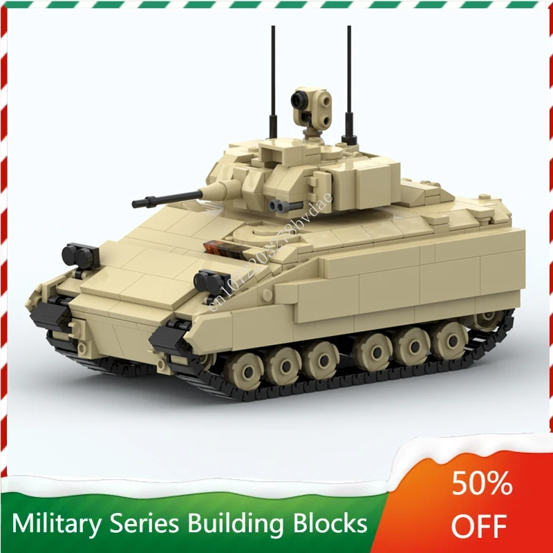 

636PCS MOC Military Weapons M2 Bradley Desert Tracked Armored Fighting Vehicle Model Building Blocks DIY Assembly Toys Gifts