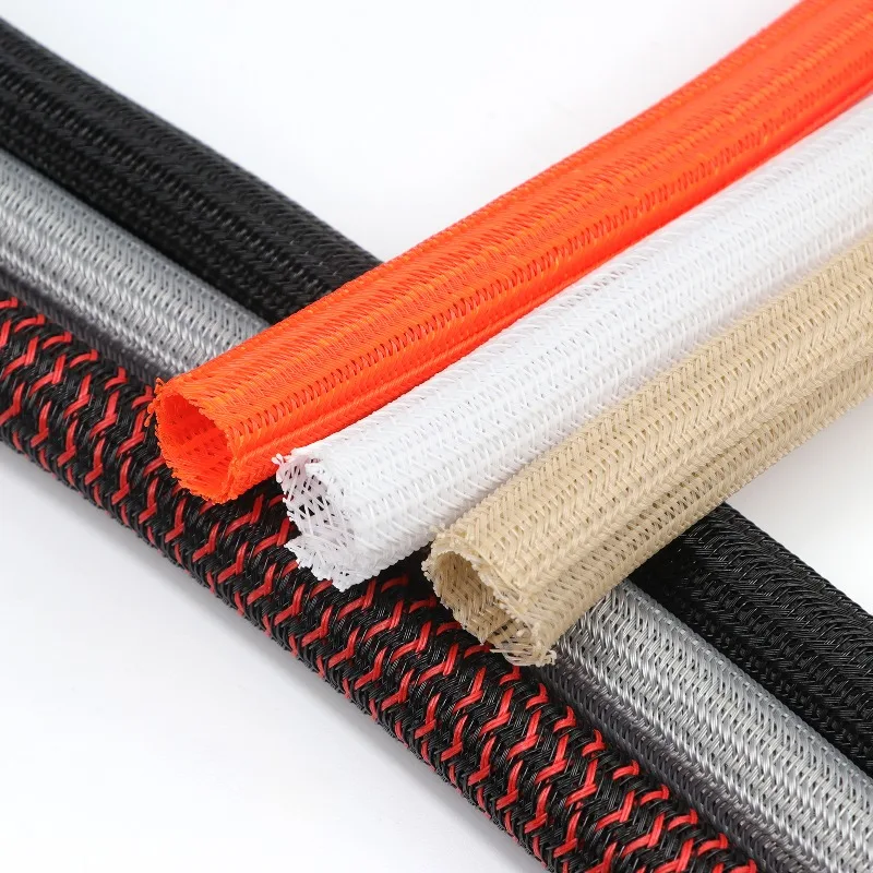 Durable Self-Closing Braided Cable Sleeve - High-Protection Wear-Resistant Insulated Wire Organizer