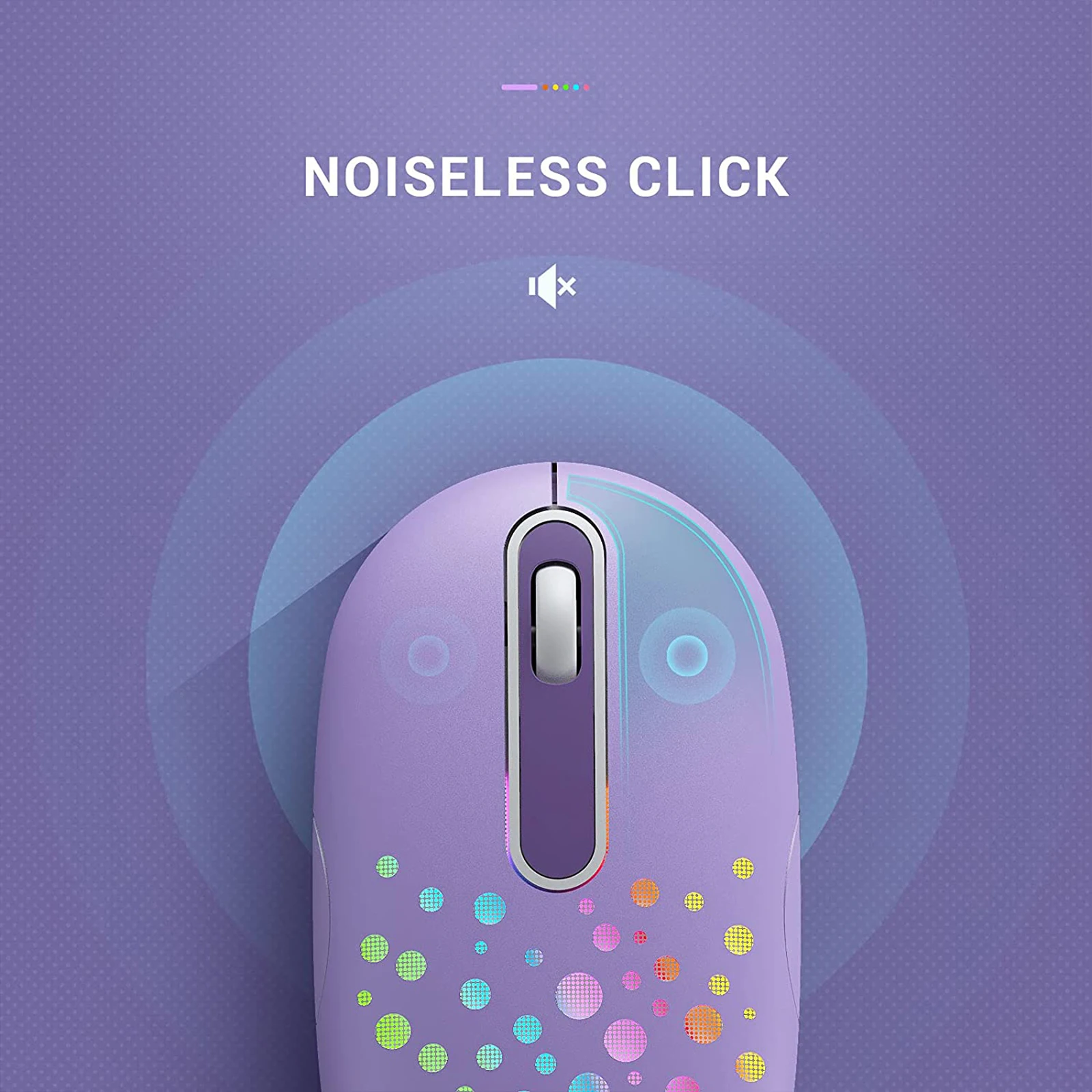 Wireless Mouse Bluetooth Rechargeable RGB Hole Mouse 15 LED Modes Silent Click 2400 DPI Ergonomic Design Portable for Laptop PC