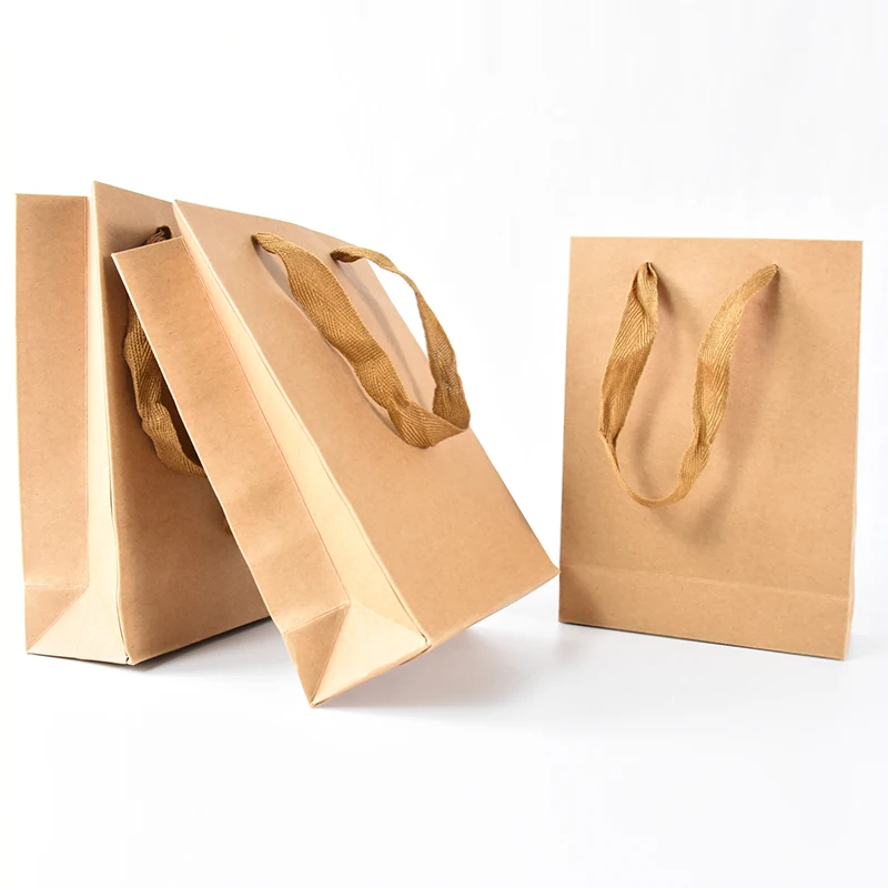 5/10/20Pcs Braun Kraft Papier Einkaufstasche Hochzeit Gefälligkeiten Geschenk Verpackung Handtasche Für Geburtstag Weihnachten Party liefert Einkaufstasche – Detail 7