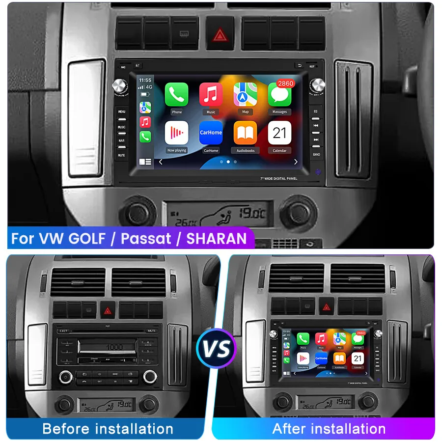 Radio Estéreo para Auto Junsun 4G Android para VW Golf 4 MK4 Passat B5 Polo Bora Jetta T5 Transporter GPS WiFi Bluetooth FM RDS CarPlay Inalámbrico Android Auto Pantalla Táctil 2