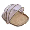 Bamboo Woven Storage Basket Mesh Handmade Food Fruit Anti Flies Net Cover Tent Sundry Container Kitchen Storage Tray 1