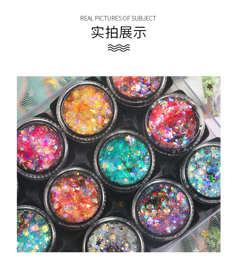 Multifunctional Mermaid Eye Glitter Hair Body Face Glitter Gel Art Loose Sequins Cream Festival Glitter Decor Eyeshadow Makeup 3