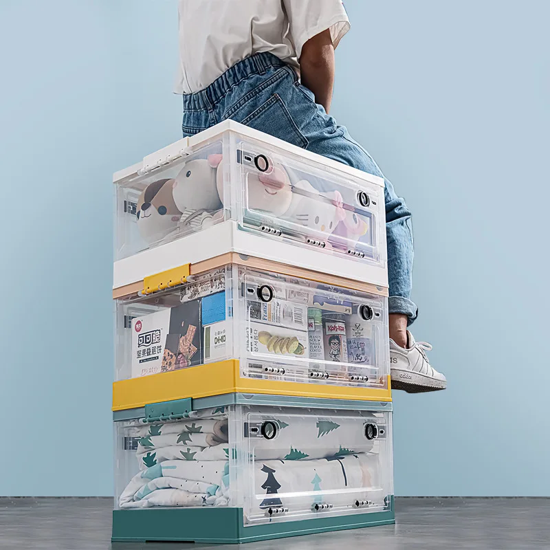 Clothes storage box sundries toy storage box folding double door solid