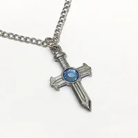 Cartoon Gray Fullbuster Necklace Metal Pendant Cross Alloy Chain Cosplay Costume 2
