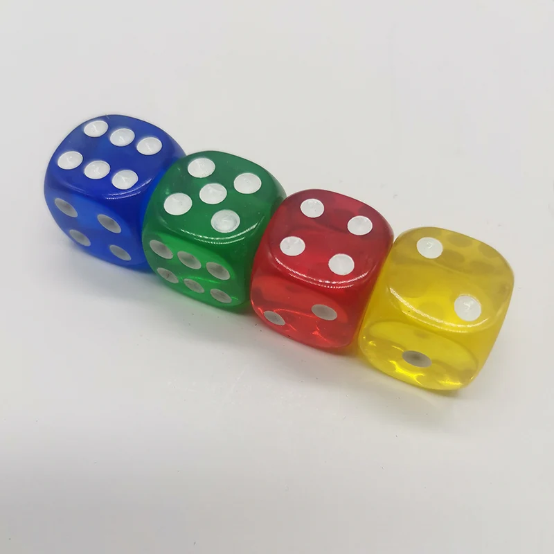 

10PCS/Lot 16MM Dice Set Drinking Dice Round Corner Transparent Dices Board Game Gambling Cubes 6 Sides Dados