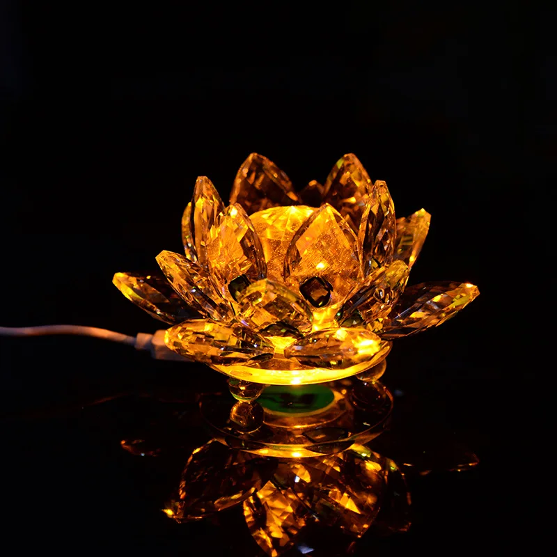 Art Now Modern Crystal Lotus Ornament Ornament European Creative Living Room Desk Craft Ornament Crystal Glass Craft Decor