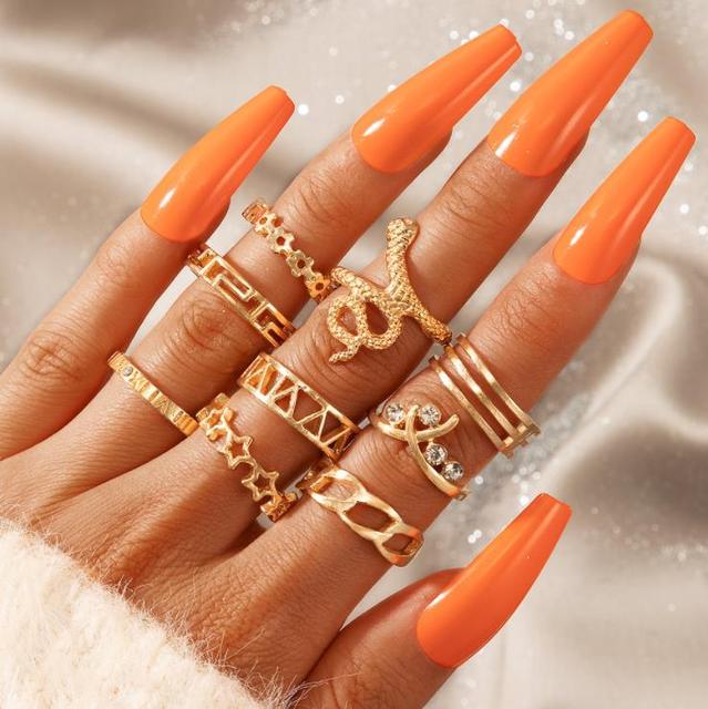 Snake Heart Ring Set Teen Girls Matching Rings for Women Anillos Jewelry Sets Bague Femme Ringen Fashion Gift