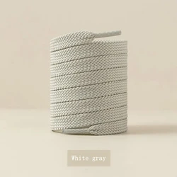 Classic White & Black Fabric Flat Shoelaces - Premium Quality for Sneakers, Multiple Lengths Available (White gray)