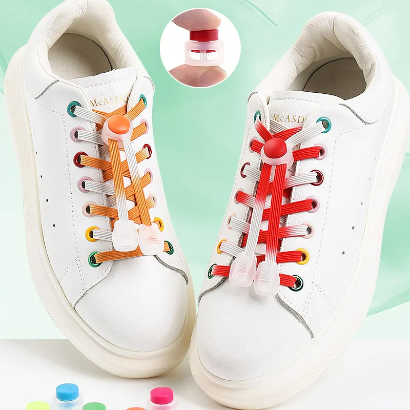 

Gradient Shoelaces Without Ties Spring Locks Elastic Laces Sneakers Men Women College Style Shoestring Lazy Shoes Accessories